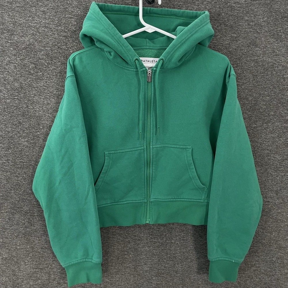 Athleta Green Zip-Up Cropped Hoodie
